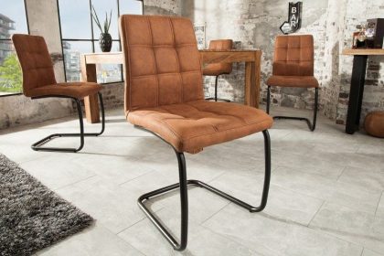 Invicta Interior industrieele sledestoel MODENA lichtbruin met decoratieve stiksels - 38615