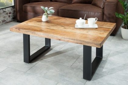 Invicta Interior Design salontafel IRON CRAFT 100cm mangohout ijzer industrieel design massief zwart frame - 38662