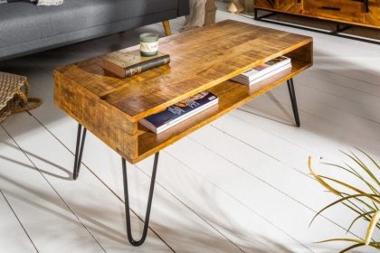 Invicta Interior Massieve salontafel SCORPION 100cm naturel mangohouten haarspeldpoten - 38947