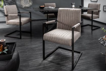 Invicta Interior Moderne sledefauteuil BIG ASTON taupe geborsteld ijzeren frame - 39055