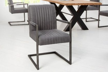 Invicta Interior Moderne sledefauteuil BIG ASTON vintage grijs geborsteld ijzeren frame - 39083
