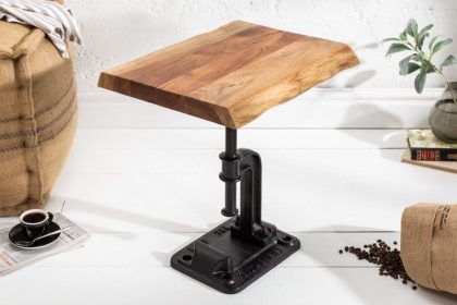 Invicta Interior Authentieke bijzettafel FACTORY 43cm massief acaciahout industrieel design - 39291