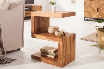 Invicta Interior Handgemaakte bijzettafel S 60cm massief sheeshamhout verstelbaar - 39382