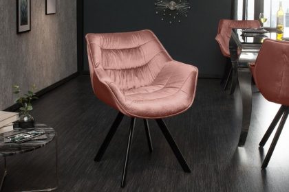 Invicta Interior Design stoel THE DUTCH COMFORT oudroze fluweel retrostijl met armleuningen - 39476