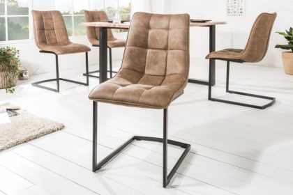 Invicta Interior Design sledestoel MIAMI taupe bruin metalen frame mat zwart - 39856