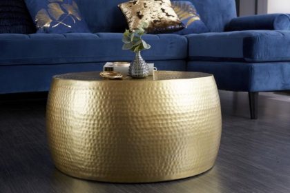 Invicta Interior Ronde salontafel ORIENT III 60cm goud metaal gehamerd ontwerp handgemaakt - 39886