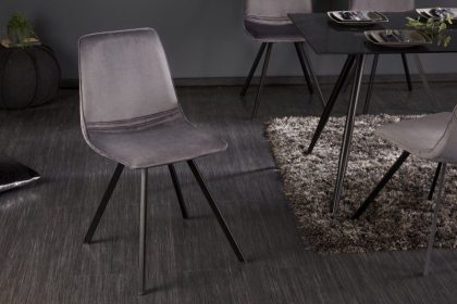Invicta Interior Retro stoel AMSTERDAM CHAIR donkergrijs fluweel design klassieker - 39920