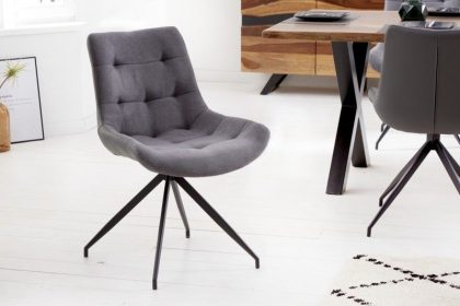 Invicta Interior Design stoel DIVANI lichtgrijs metalen frame zwart in retrostijl - 40017