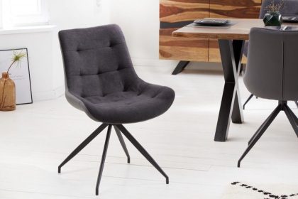Invicta Interior Design stoel DIVANI donkergrijs metalen frame zwart in retrostijl - 40018