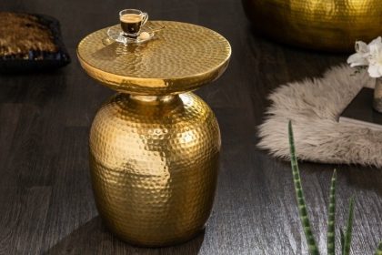 Invicta Interior Handgemaakte bijzettafel ORIENT 36cm goud gehamerd ontwerp - 40236
