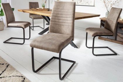 Invicta Interior industrieele sledestoel APPARTEMENT antiek taupe met metalen frame - 40552