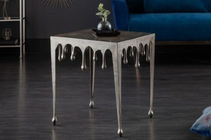 Invicta Interior Extravagante salontafel LIQUID LINE L 46 cm zilver druppelvormig design - 40640