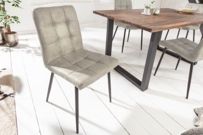 Invicta Interior Retro design stoel MODENA steengrijs met decoratieve stiksels - 40690
