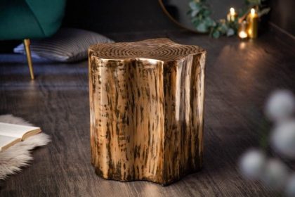Invicta Interior Extravagante bijzettafel ORGANIC ORIENT 45cm goudkleurig metalen boomstamontwerp - 40898