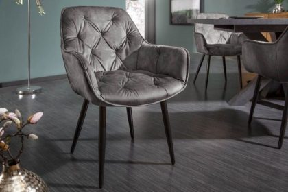 Invicta Interior Design stoel MILANO groen fluweel met Chesterfield quilting - 41180