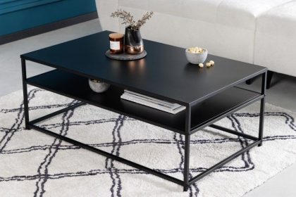 Invicta Interior industrieele salontafel DURA STEEL 100cm zwart metaal met opbergvak - 41728
