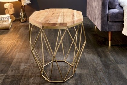 Invicta Interior Abstract bijzettafel DIAMOND 50cm natuurlijk acacia messing metaal - 41855