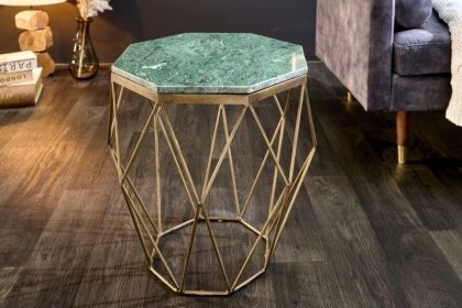 Invicta Interior Abstract bijzettafeltje DIAMOND 50cm groen marmer messing metaal - 41857