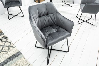 Invicta Interior Exclusief design stoel LOFT fluweel zilvergrijs met armleuning - 42472