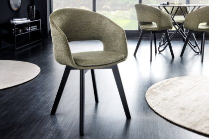 Invicta Interior Design stoel NORDIC STAR groene structuurstof houten poten - 43425