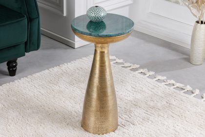 Invicta Interior Handgemaakte bijzettafel ELEMENTS 55cm goudgroen marmer rond - 42731