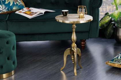Invicta Interior Barok bijzettafel SAVOY 55cm goud metalen driepoot rond vintage - 42267
