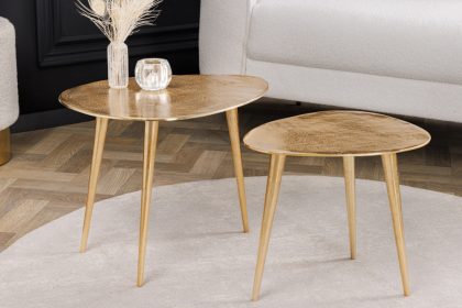 Invicta Interior Set van 2 salontafels ELEMENTS 50cm goud metaal handgemaakt - 42719