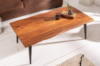 Invicta Interior Massieve salontafel ORGANIC LIVING 110cm natuurlijk acaciahout met boomrand - 6539661