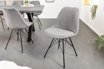 Invicta Interior Design stoel SCANDINAVIA MEESTERSTUK grijs koord zwart metalen frame - 43696