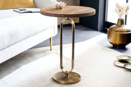Invicta Interior Ronde Bijzettafel ELEGANCE 60cm Messing Mango Hout Metaal Massief Aluminium Handgemaakt - 43611
