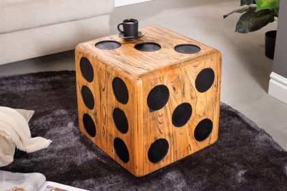 Invicta Interior Massieve kubuskruk CUBE 41cm naturel Mindiholz bijzettafel stapelbaar - 41811