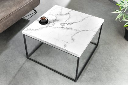 Invicta Interior Moderne salontafel ARCHITECTURE 60cm wit marmeren design metalen frame - 44762