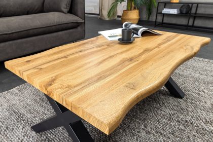 Invicta Interior Industriële salontafel WILD 90cm bruin wild eiken look zwart metalen boomrand - 45081