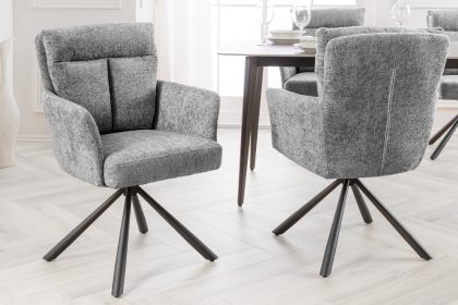 Invicta Interior Bureaustoel BIG GEORGE grijs structuurstof met armleuning metaal zwart - 44439