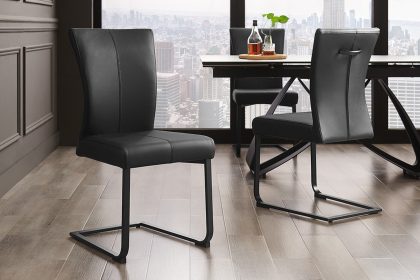 Invicta Interior Moderne sledestoel SAMSON zwart echt lederen metalen frame met comfortabele handgreep - 45174