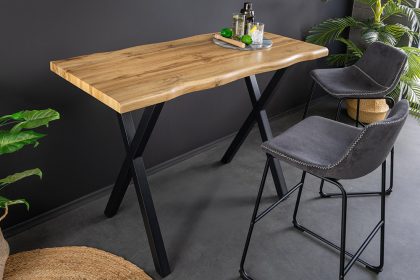 Invicta Interior Industriële bartafel WILD 120cm bruin wild eiken look zwart metalen X-poot - 45080