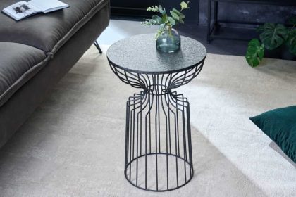 Invicta Interior Ronde bijzettafel VARIATION 55cm zwart ijzeren metalen frame handgemaakt - 43508