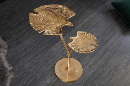 Invicta Interior Decoratieve bijzettafel GINKGO LEAFS 50cm goud handgemaakt metaal - 41787
