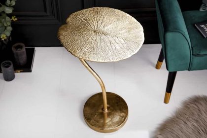 Invicta Interior Handgemaakte design bijzettafel ABSTRACT LEAF 40cm goud - 40904