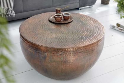 Invicta Interior Ronde salontafel ORIENT II 60cm gevlamd koper metaal gehamerd ontwerp handgemaakt - 39535