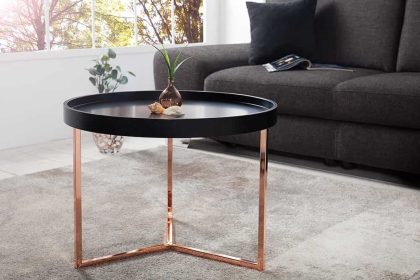 Invicta Interior Extravagante salontafel MODULAR 60cm mat zwart koper rond incl. dienblad - 36719