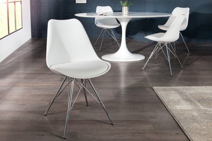 Invicta Interior Retro stoel SCANDINAVIA MEESTERSTUK wit met verchroomd stoelframe - 35784