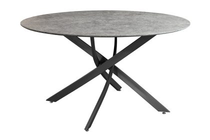 Invicta Interior Eettafel HELIX 120 cm rond, grijze steenlook met zwart metalen frame - 47068