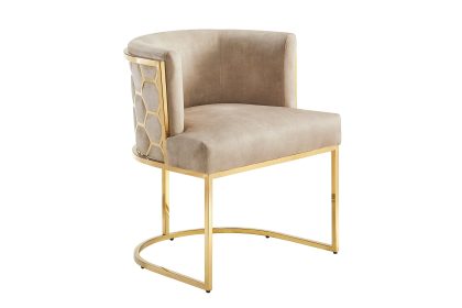Invicta Interior Stoel ELEGANCE fluweelbeige met goudkleurig roestvrijstalen frame - 47499