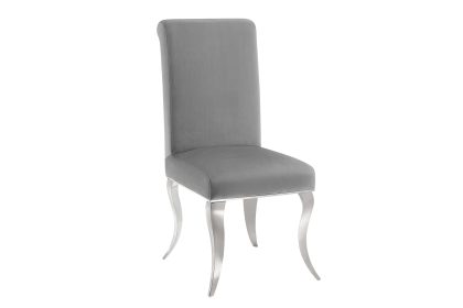 Invicta Interior Stoel MODERN BAROCK fluweelgrijs met zilverkleurige roestvrijstalen poten - 47489