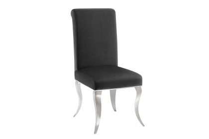 Invicta Interior Stoel MODERN BAROCK, zwart fluweel met zilverkleurige roestvrijstalen poten - 47487