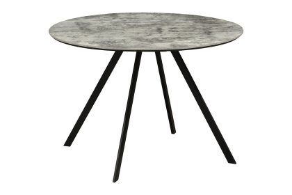 Invicta Interior Eettafel ATELIER 100 cm rond, grijze steenlook met zwarte metalen poten - 46569