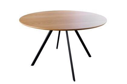 Invicta Interior Eettafel ATELIER 120 cm rond, natuurlijke eikenhoutlook met zwarte metalen poten - 46572