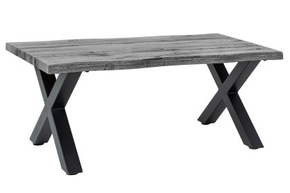 Invicta Interior Salontafel WILD, 90 cm tafelblad, 30 mm X-vormige poten, wilde eikenlook, grijs - 47636