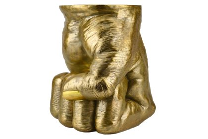Invicta Interior Bijzettafel VUIST 50 cm rond handgemaakt beeldje goud - 48011